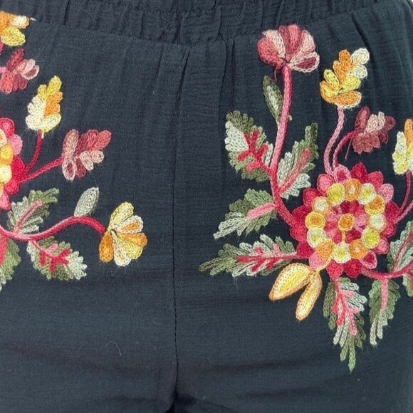 Liv Los Angeles Women’s Black Floral Embroidered Wide-Leg Pants Sz S - New - Picture 4 of 7